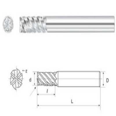 6 Flute Solid Carbide Corner Radius End Mill